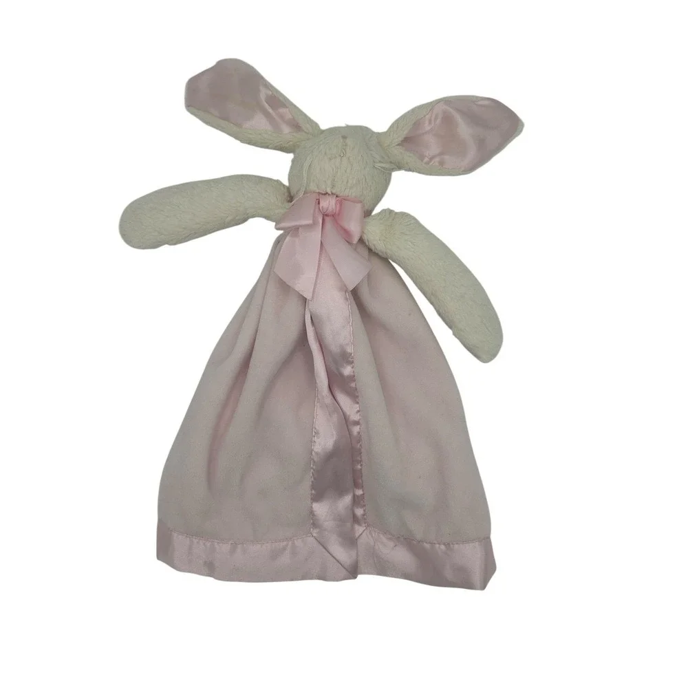 Bearington Baby Lovey Security Blanket Pink Plush Satin Bunny Rabbit Pre Owned
